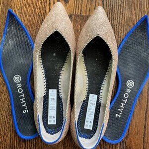 Rothys Gold Glitter Pointed Flats Size 8.5